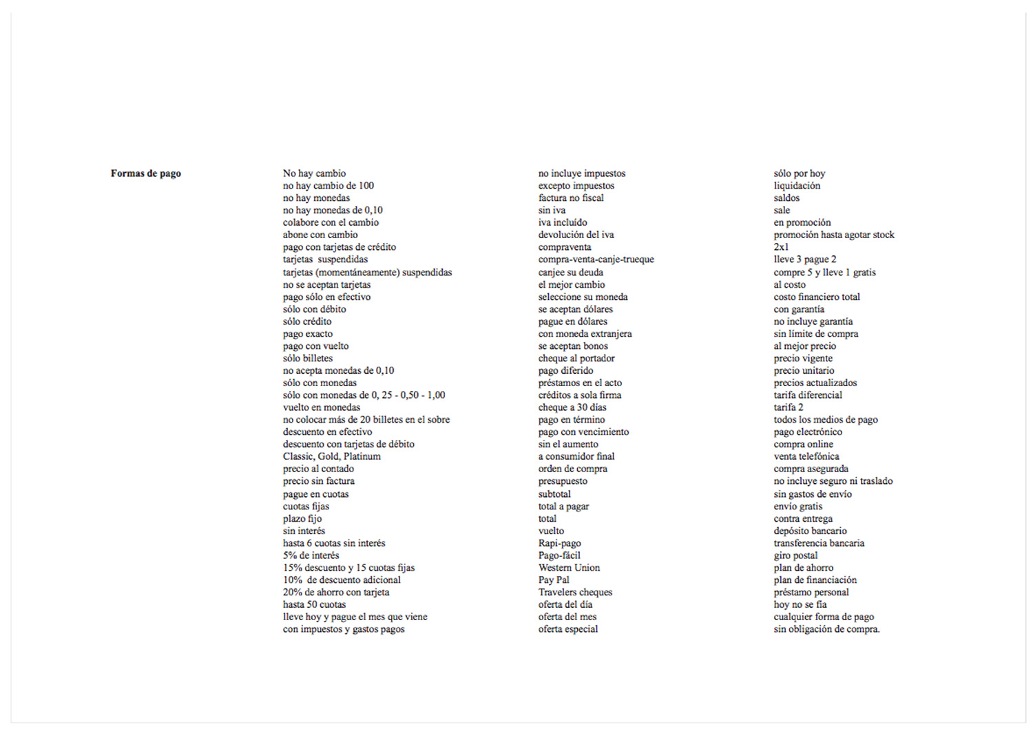 Formas de pago