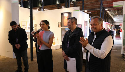 Galeristas y artistas de la galería Almacén. Artistas: Santiago Estellano y María Paz Secundini