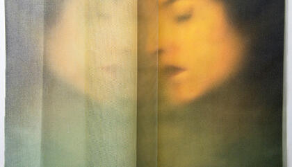 Javier Bellomo Laura, 2018. Impresión en varias capas de seda. 40 x 40 cm.