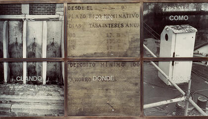 Carlos Gallardo Close Up I. 2003. Vidrio, hierro, foto, film. 69 x 130 cm.