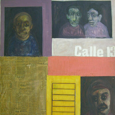 Teresa Burga, Calle 13, 1966 Oleo sobre madera Colección ICPNA