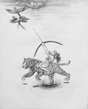 Amazona sobre otorongo