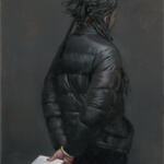 Closer to Vermeer: Figure in black winter coat