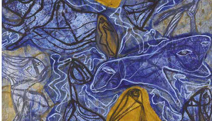 Gam Klutier. Sin título, 2016. Óleo sobre tela, 130 x 130 cm.