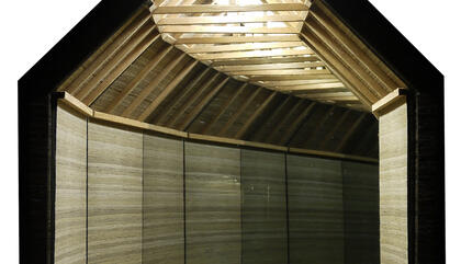 Guillermo Marconi. Aún seguimos aquí, 2016. Caja de luz: Madera, vidrio, espejo y luz, 24 x 30 x 18 cm.