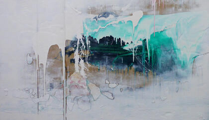 Miguel Alfaro. Paisaje lunar, 2016. Acrylic on cardboard, 100 x 140 cm.