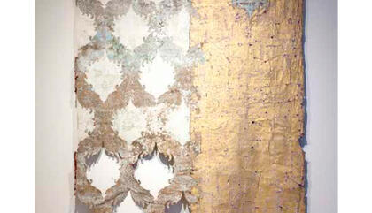 Ibrahim Ahmed Ard Del Lewa #17. Técnica mixta en tela. 210 x 160 cm.