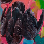 Pato negro y niña soñando