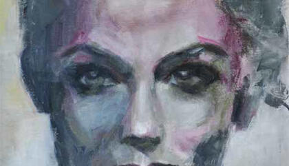 Ana Cortes Mujer gris, 2019. Acrílico. 120 x 80 cm.