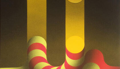 Julio Le Parc Modulation Jaune-Rouge, 1980. Stencil en colores sobre papel Canson Noir.