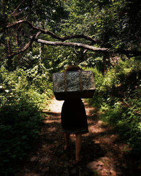 Carrying a stone from Ingapirca