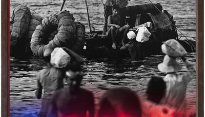 Ernesto J. Fernandez Z. Gone, 2012. Wooden Box, digital Print and Neon light. 47,25 x 31,5 inches.