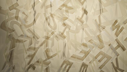 Ferrando, Bartolomé. Cortinaje, 1984. Unique work. Poem object. 10 strips of fiberglass.105.9 x 70.9 inches.