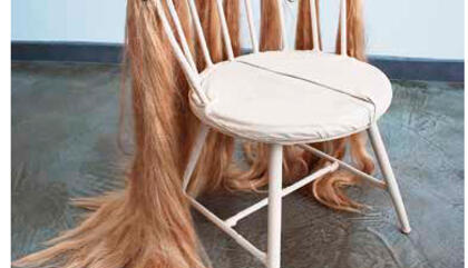 Bernadette Despujols Sad Chair, 2016 Metal, leather, synthetic hair 25 x 25 x 23 inches
