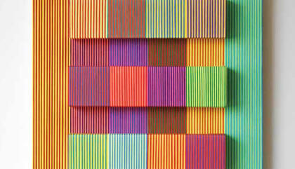 Reymond Romero. Polychromy, 2015. Textile and mixed media on canvas - 24 x 24 inches.