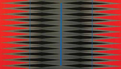 Pablo Griss. Intervention Orange/Blue Line, 2015 - 37 x 51 inches.