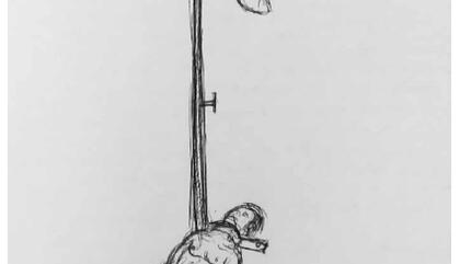 Carlos Martiel. Dictatorship, 2015. Sketch of the performance to be held throughout the duration of the fair.