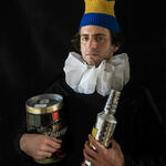 Young man with blue and yellow bonnet