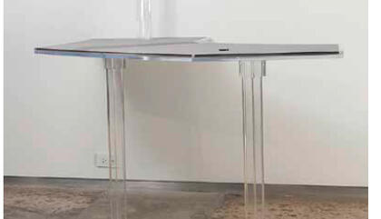 Andrés Michelena R.B.M. #1, 2015 Methacrylate, grey sand, cardboard, acetate Dimensions variable (48 x 48 inches)