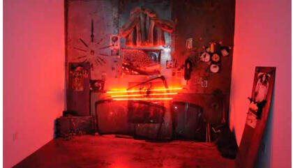 Miguel Rio Branco Ophelia Neon, metal, fujitrans and mixed media 118 1/10 x 157,5 inches Edition 2 out of 3