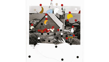 Hernán Paganini Los paisajes internos, Cascadian, 2018. Collage on different materials. 64.17 x 9.44 inches.