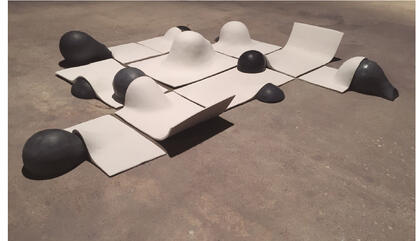 Matilde Benmayor Ouer delimited spaces to play, 2018. Ceramic and concrete. 59 x 39.37 inches.