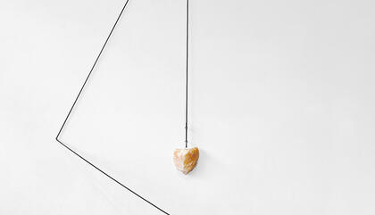 Anna Helena Cazzani Untitled, 2019. Rubber, stainless steel and honey calcite. Variable dimensions.