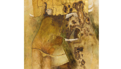Benjamin Cañas Untitled, 1969. Mixed media with gold leaf on paper